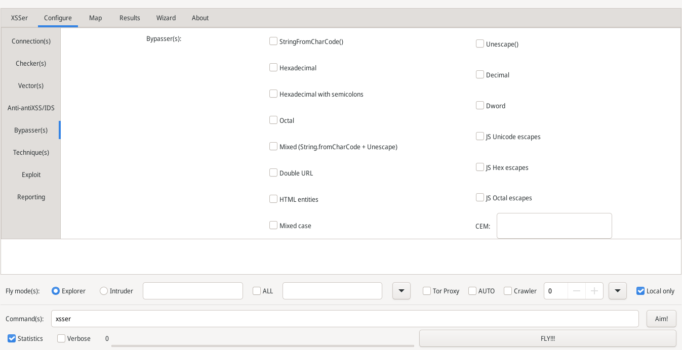 XSSer GUI - Encoders & Bypassers XSSer